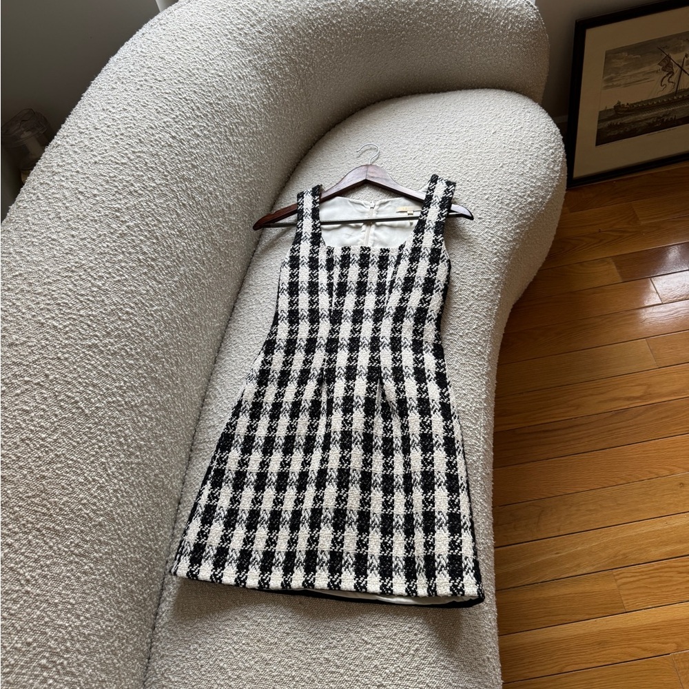 Maje tweed/boucle checkered dress
